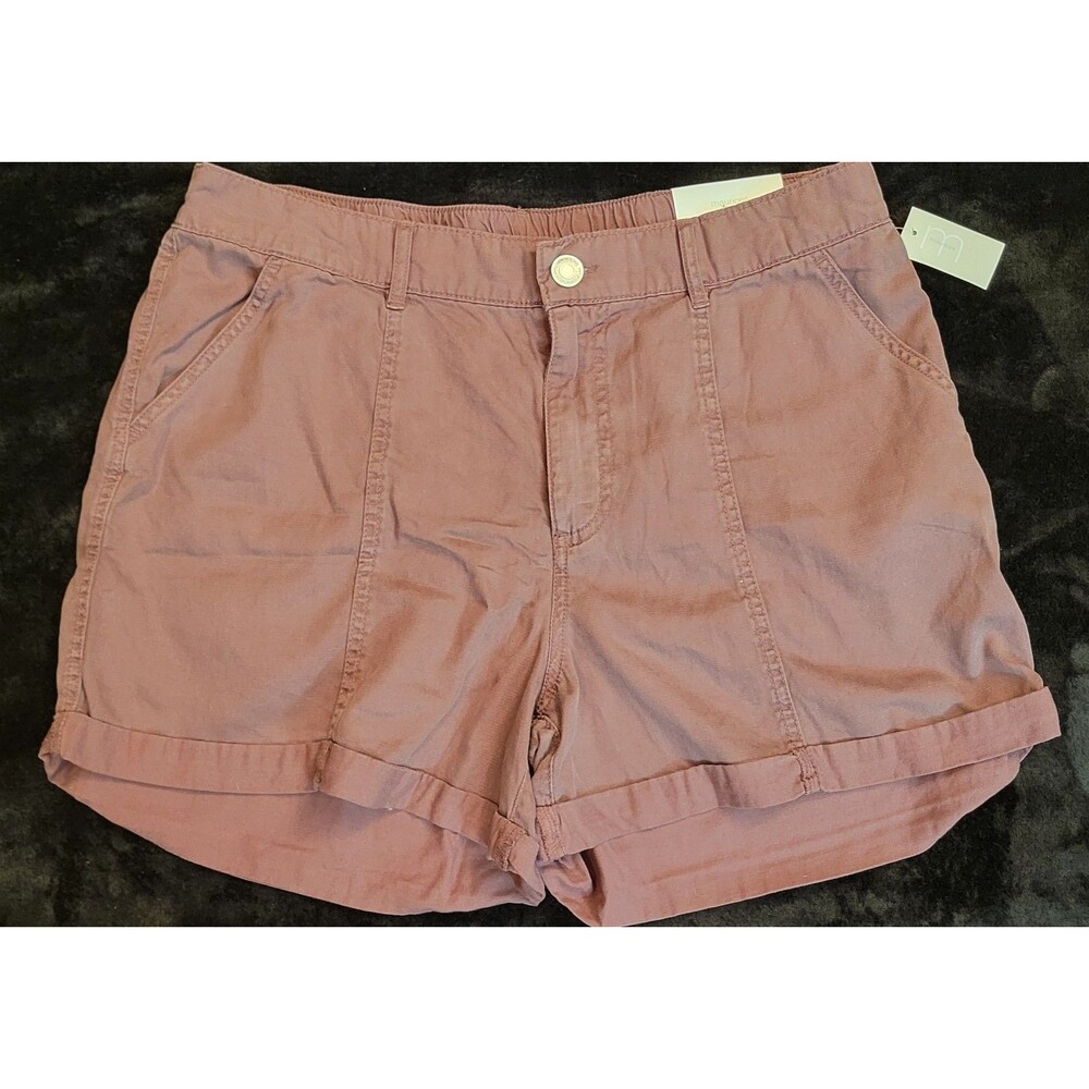 Woman's Maurices Size Large Summer Shorts Rolled Cuff With Mid Rise Mauve Purple